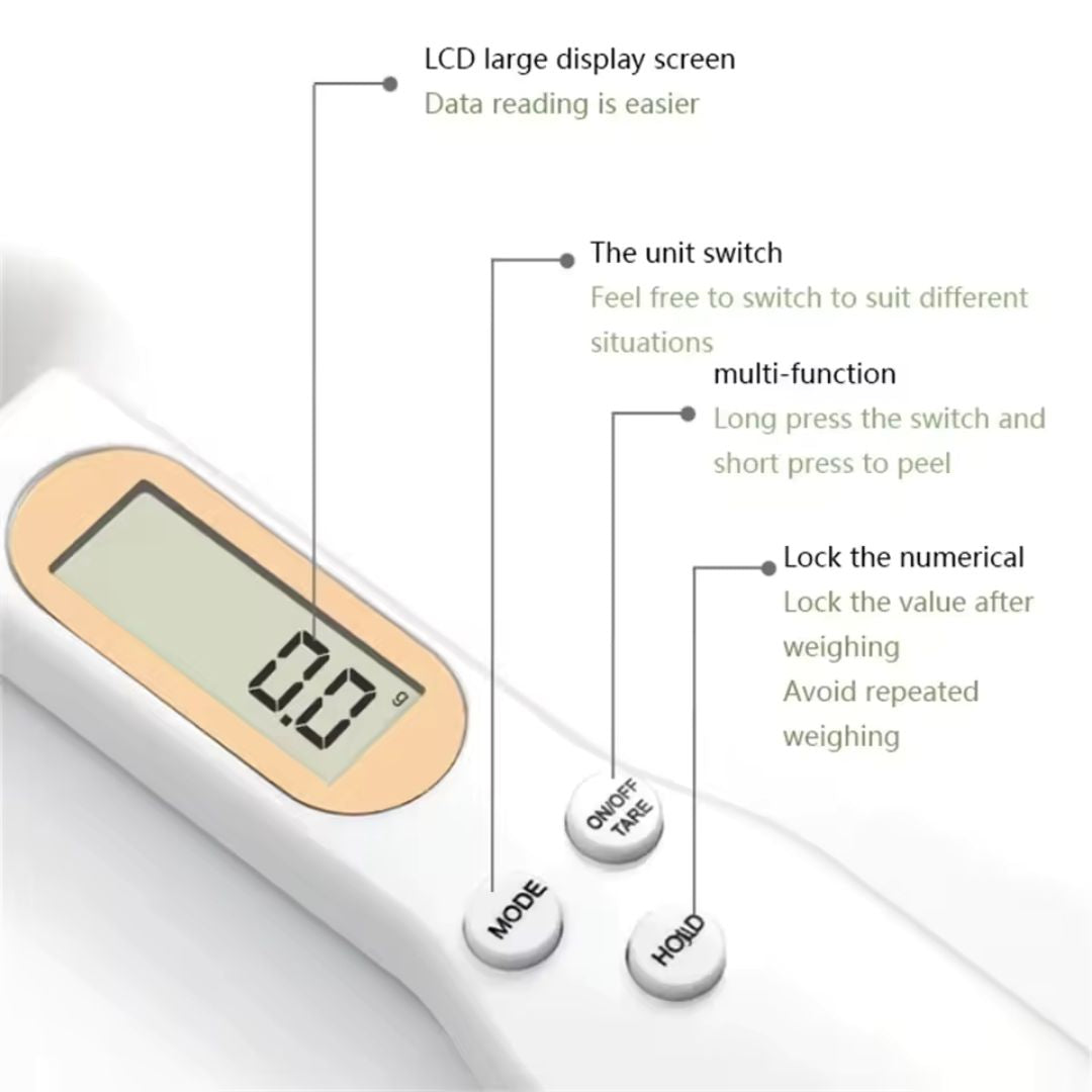 Cuchara Medidora Inteligente con Gramera y Pantalla LED