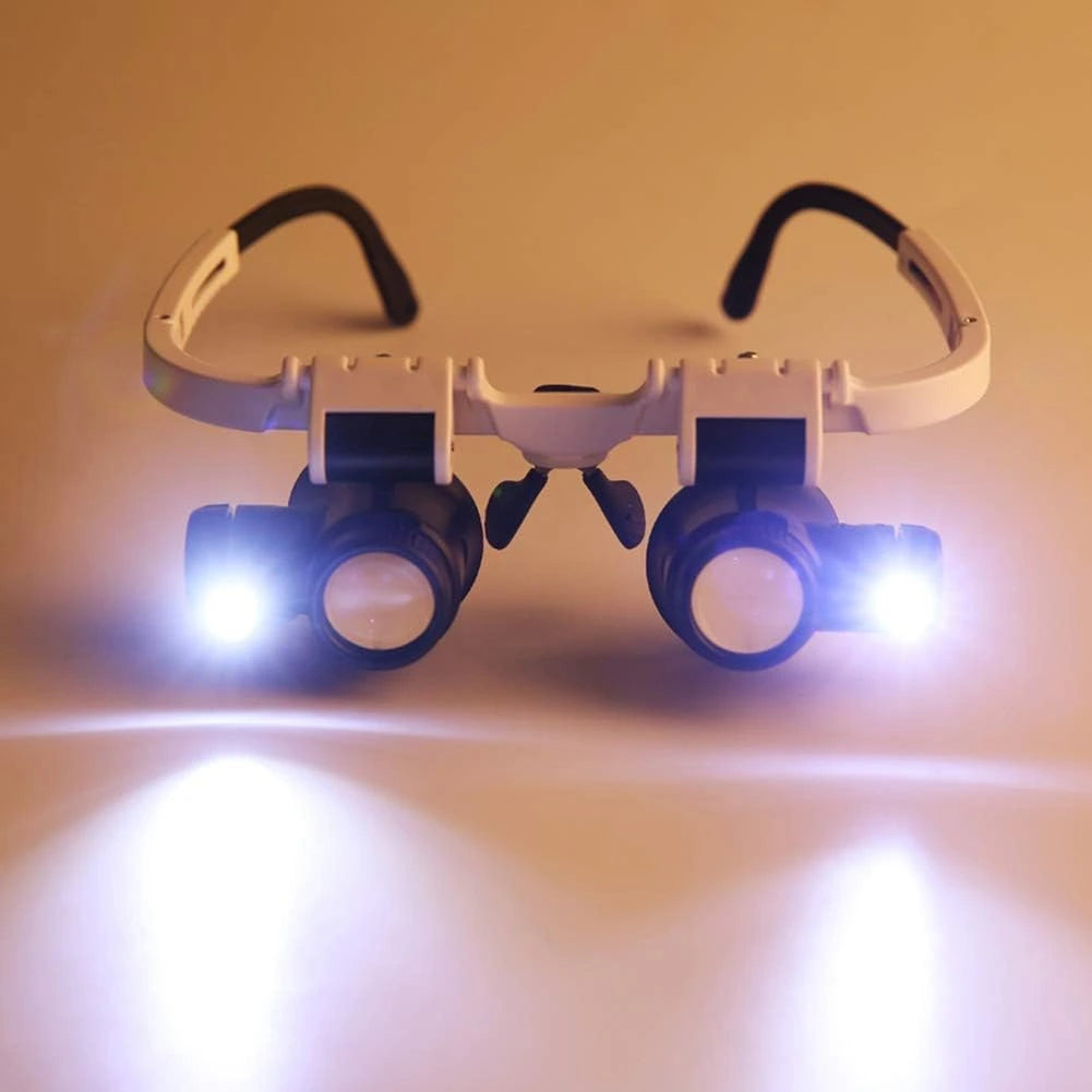 Gafas Profesionales Con Luces LED Dobles y Lupa Graduable
