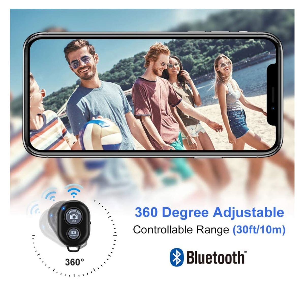 2 Controles Remotos Universales para Selfie Bluetooth en Android y Iphone