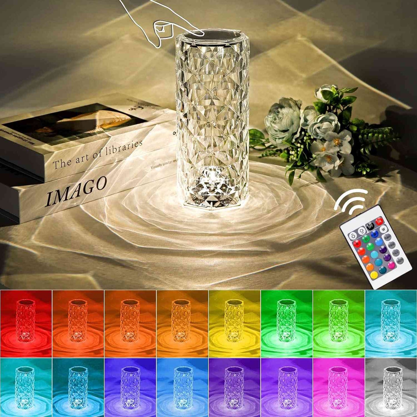 Lámpara de Cristal Inalámbrica Con Control y Sensor Táctil