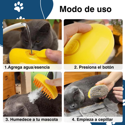 🐱 PetFresh™: ¡Revoluciona el Cuidado Animal! 🐶Cepillo 3 en 1 con Vapor + Esencia de Vainilla 🐾