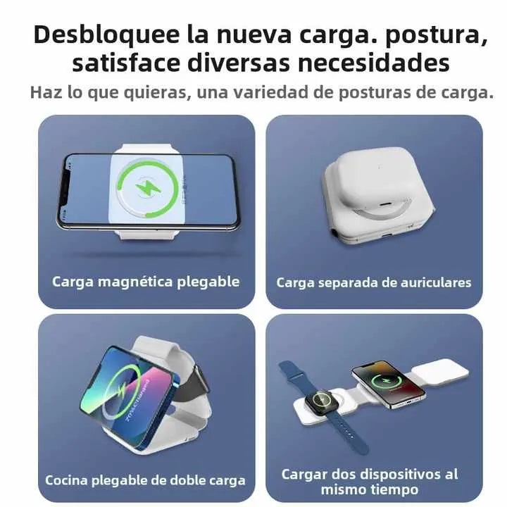 Cargador Inalámbrico 3 en 1 Mas Juego de Adaptadores Universales