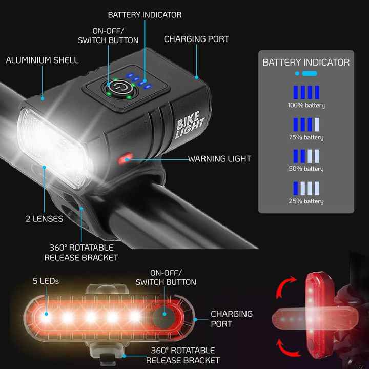 Juego de Luces LED Profesionales para Bicicleta