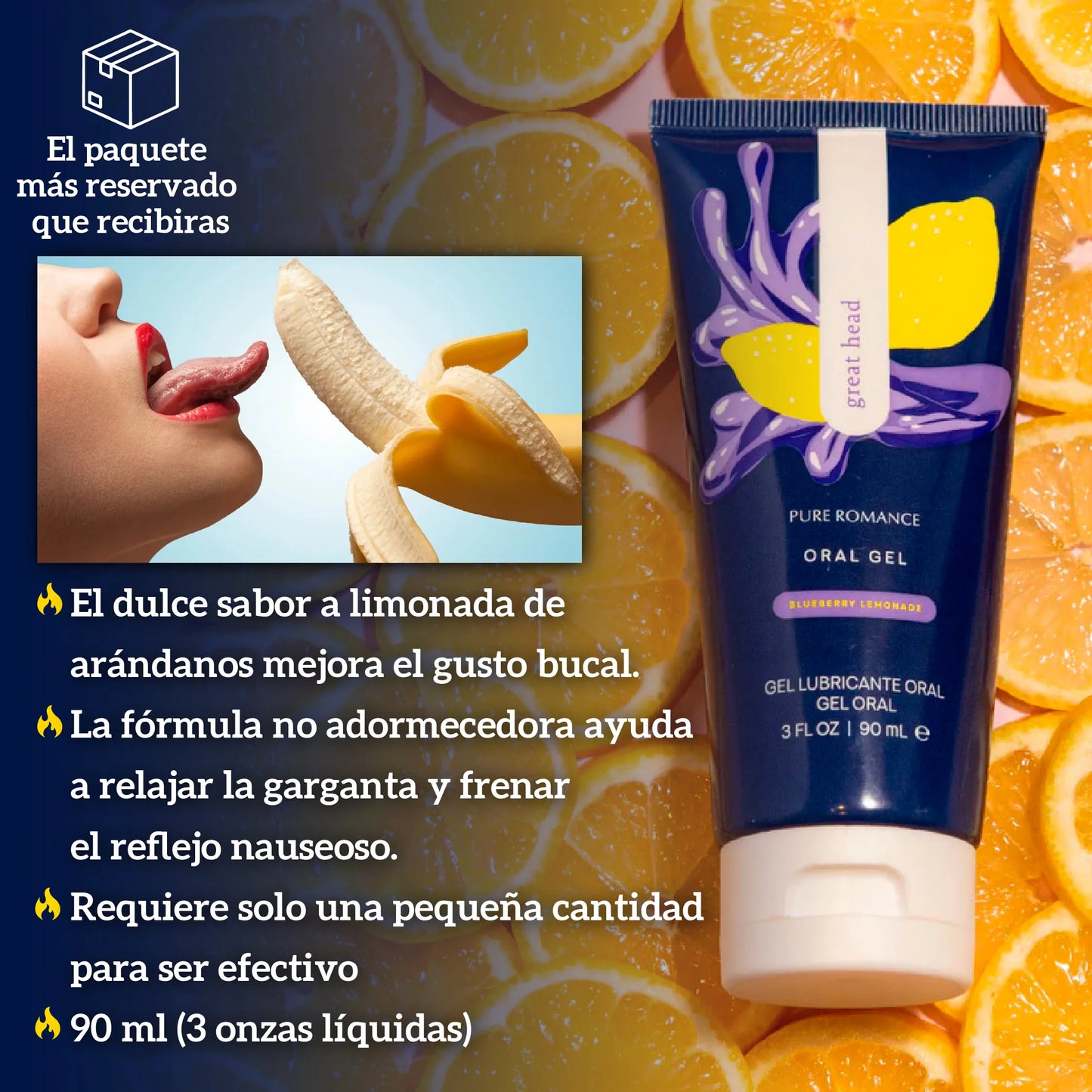 Gel íntimo saborizado para sexo oral