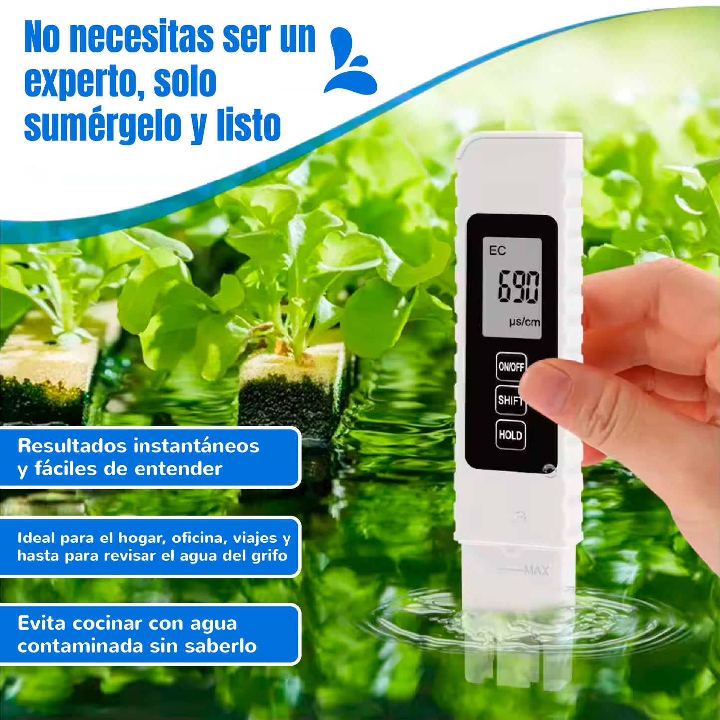 Medidor digital portátil de calidad del agua