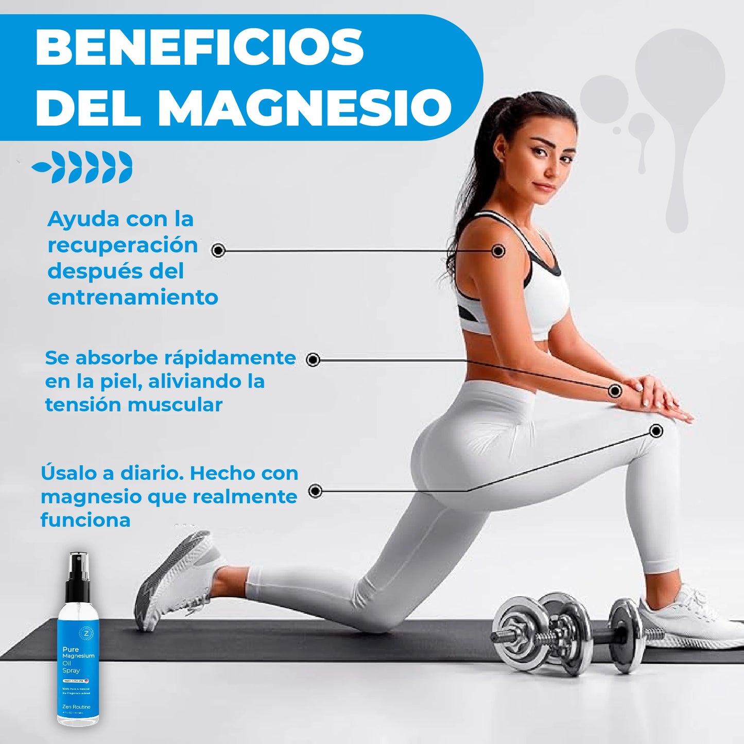Spray de aceite de magnesio puro para dolores articulares