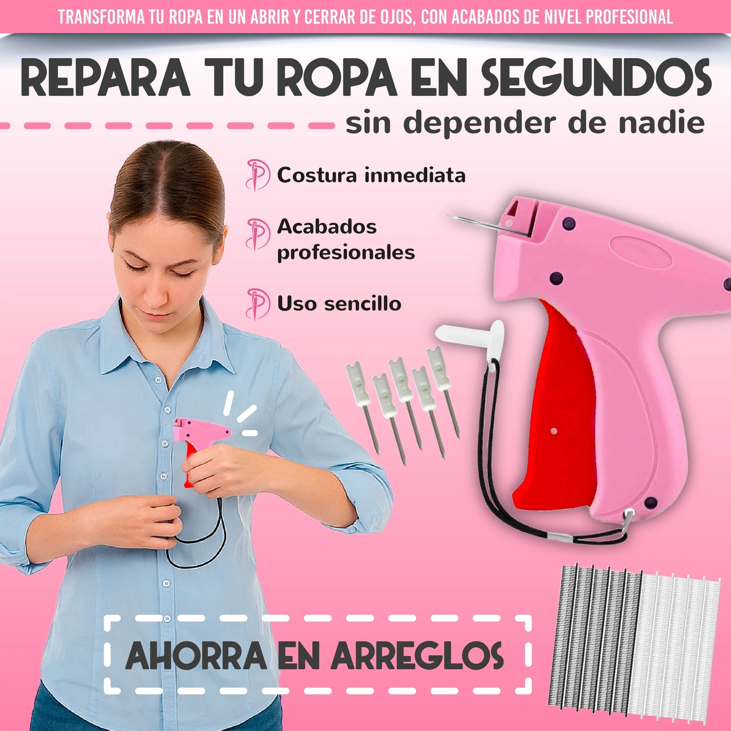 Pistola de costura profesional + set de ganchos y agujas