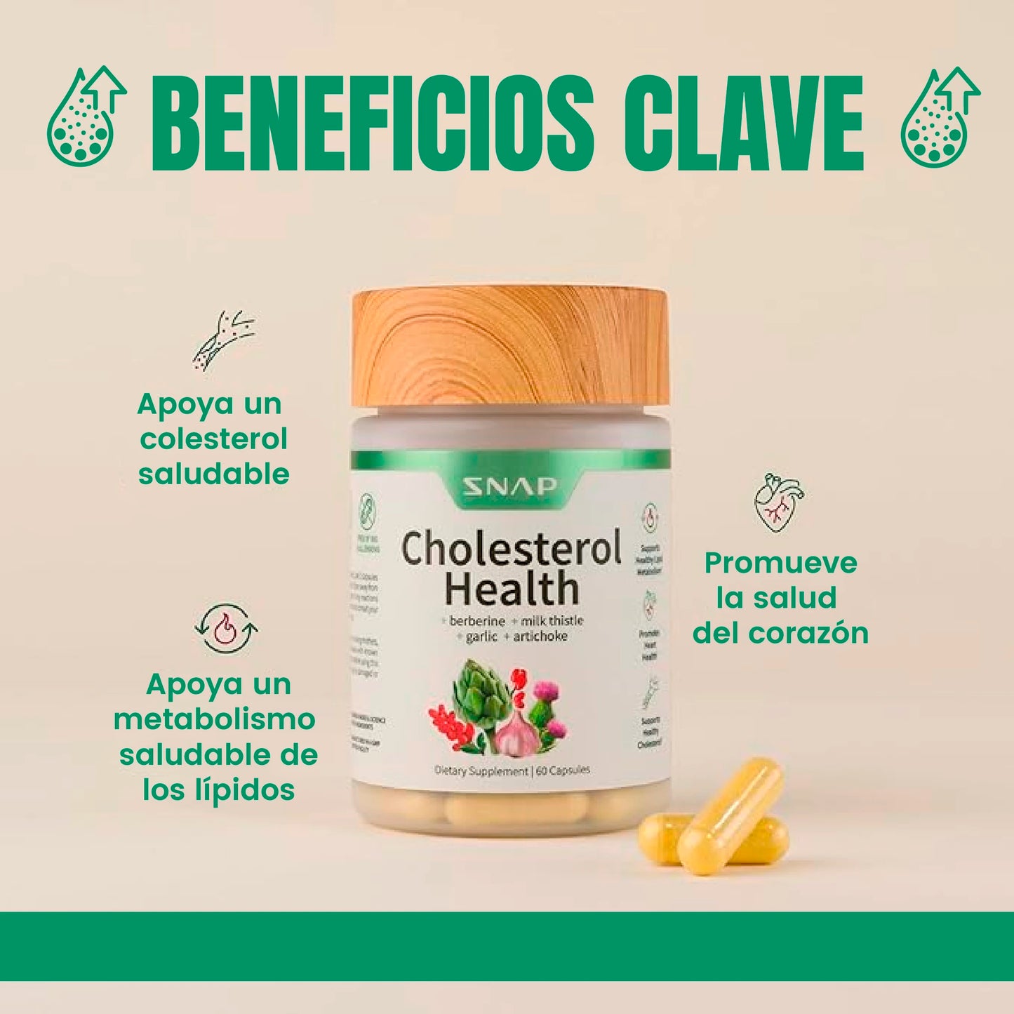 Suplemento natural para el colesterol y la salud cardíaca