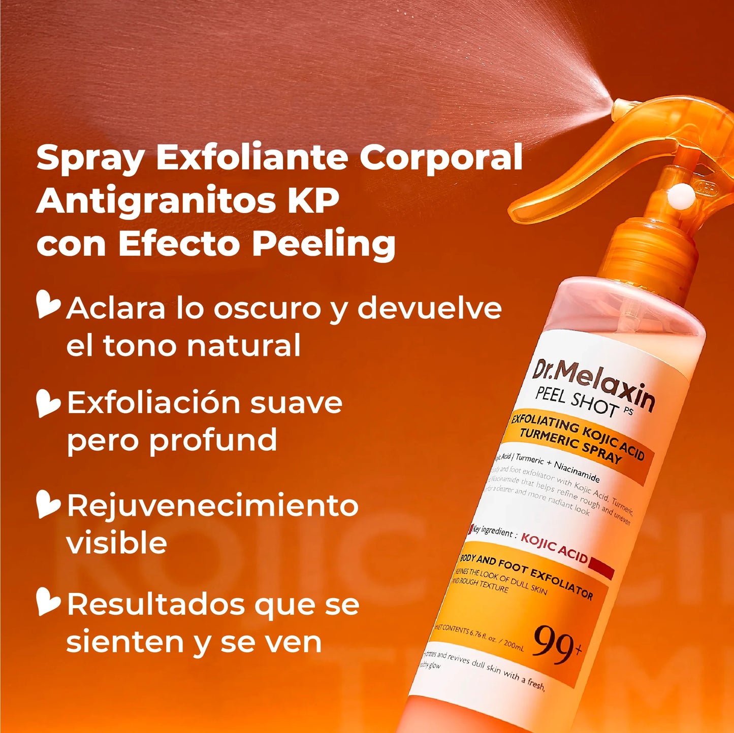 Spray despigmentante con ácido kójico y cúrcuma