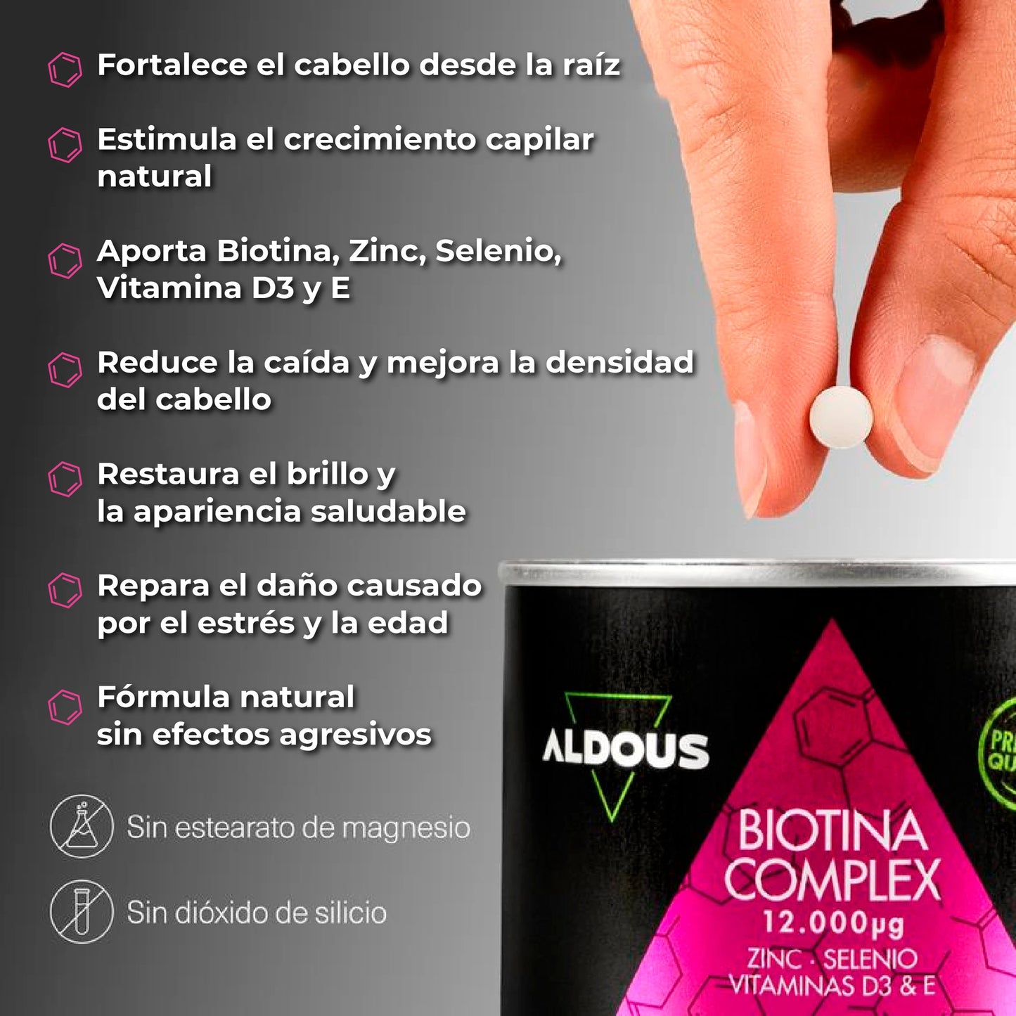 Suplemento natural de biotina | tratamiento contra la calvicie