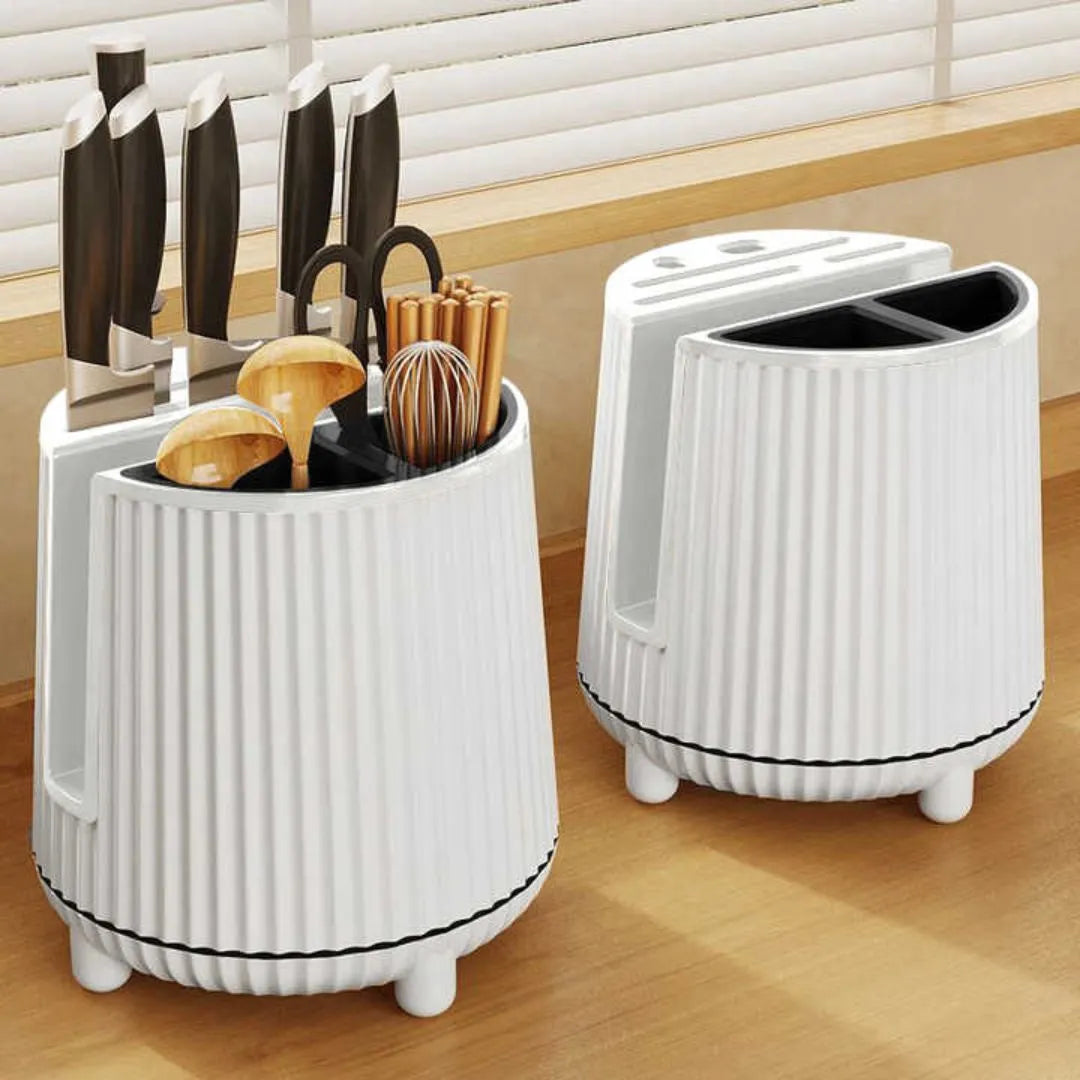 Soporte Multifuncional Giratorio para Cuchillos, Cucharas y Accesorios de Cocina