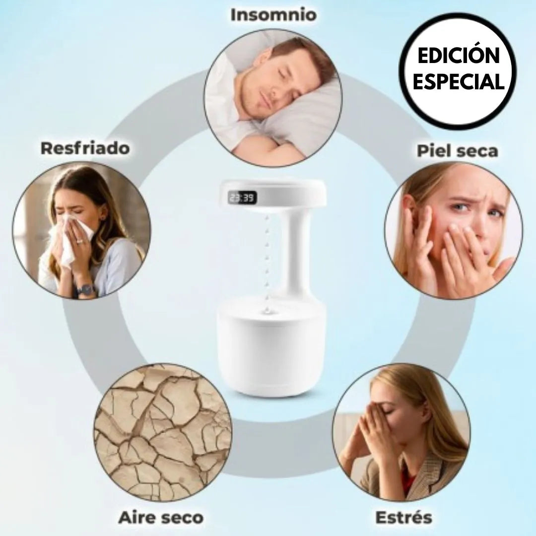 Humidificador Antigravedad con Reloj, Control Remoto y Esencia