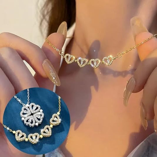 📿 Collar de Alta Joyería Imantado Trébol de Corazones 👑