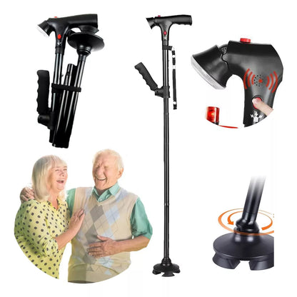 Bastón Ajustable Con Linterna y Alarma de Emergencia Incorporadas🦯🔦