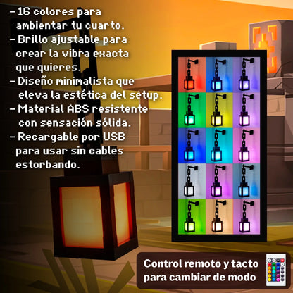 Lampara de Minecraft con juego de luces y control inalambrico