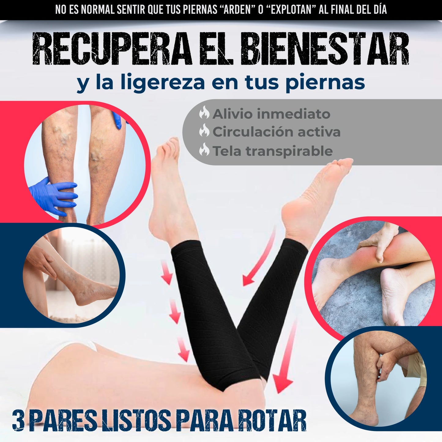 3 pares de medias deportivas de compresión