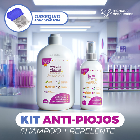 TRATAMIENTO PROFESIONAL ANTI-PIOJOS (Shampoo y Repelente) + PEINE EXTRACTOR