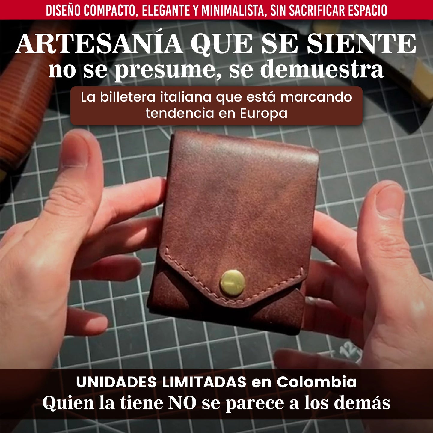 Billetera de Cuero Genuino Italiano Hecha a Mano