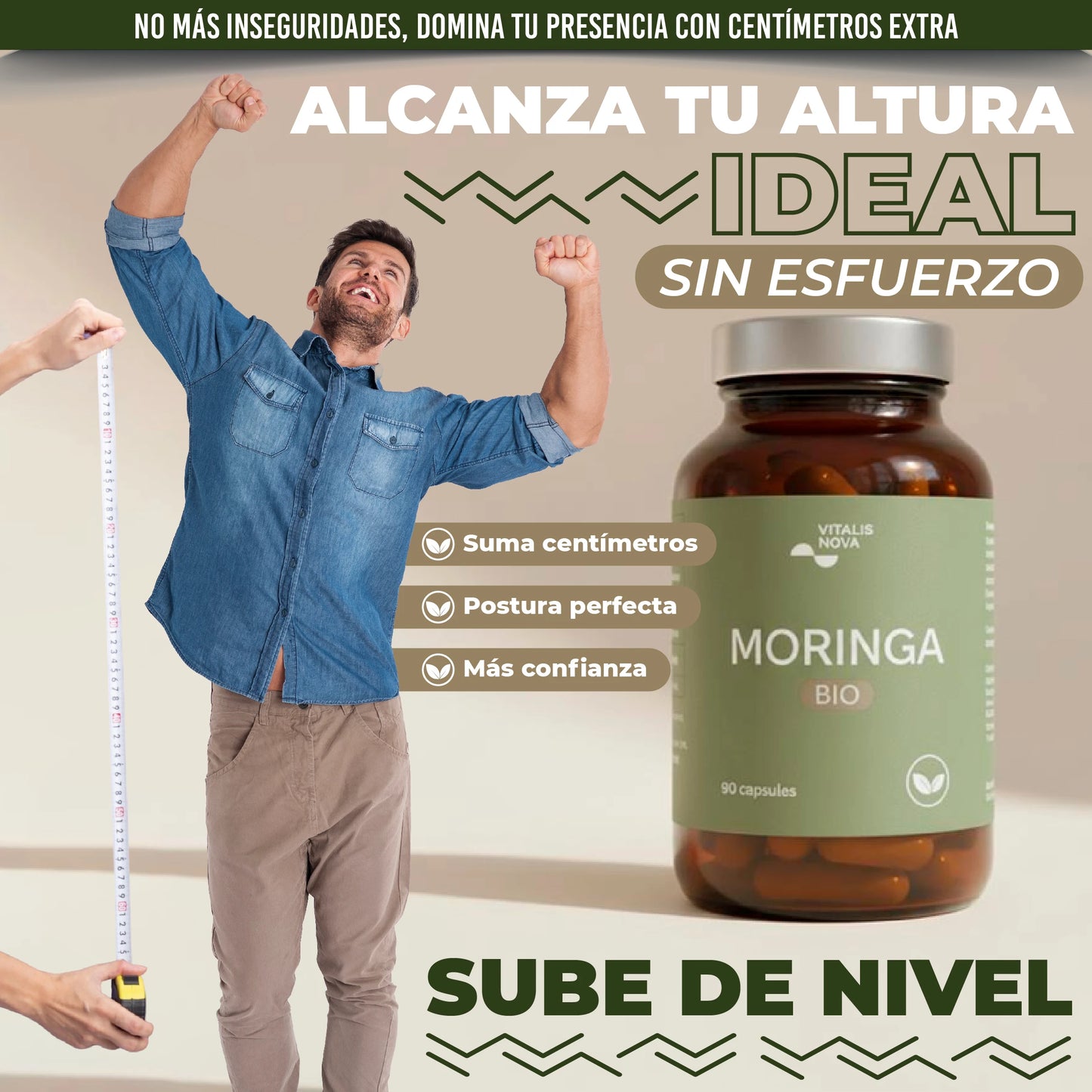 Suplemento natural de moringa para el crecimiento de estatura