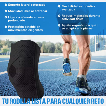 Rodillera deportiva ortopédica con estabilizadores laterales