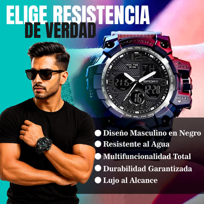 Reloj deportivo en cuarzo de lujo resistente al agua