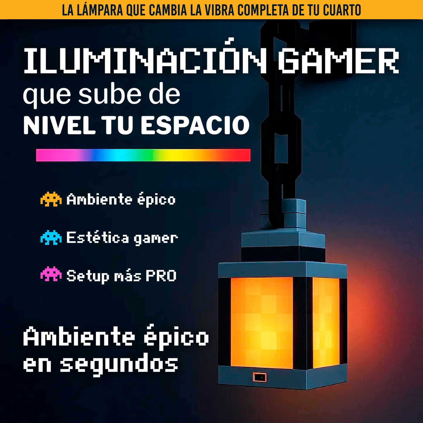 Lampara de Minecraft con juego de luces y control inalambrico