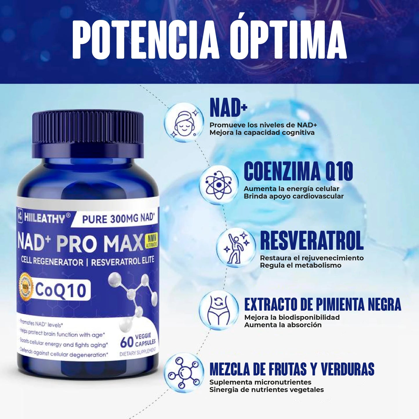 Suplemento natural NAD+ tonificador y esculpidor de bustos