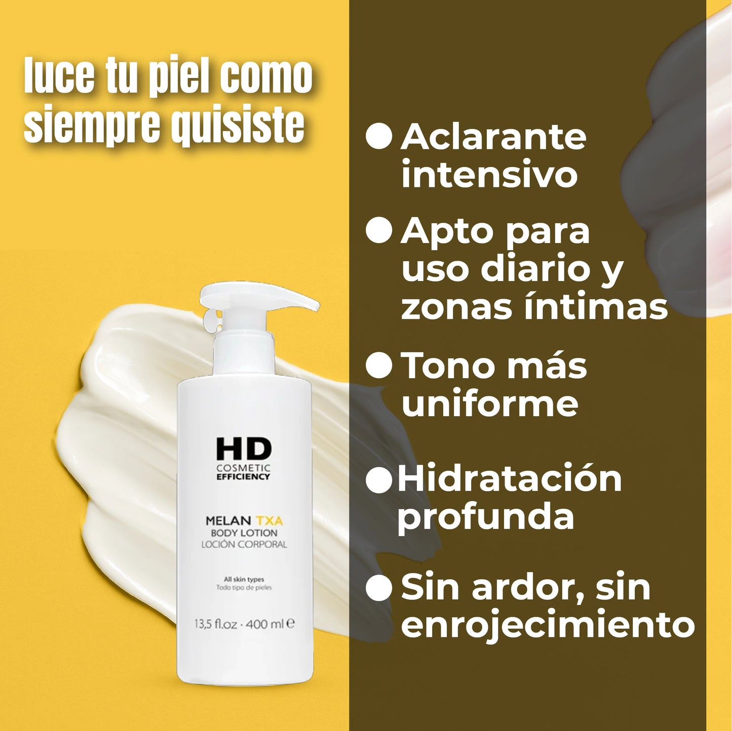 Crema corporal quita manchas y aclara zonas oscuras